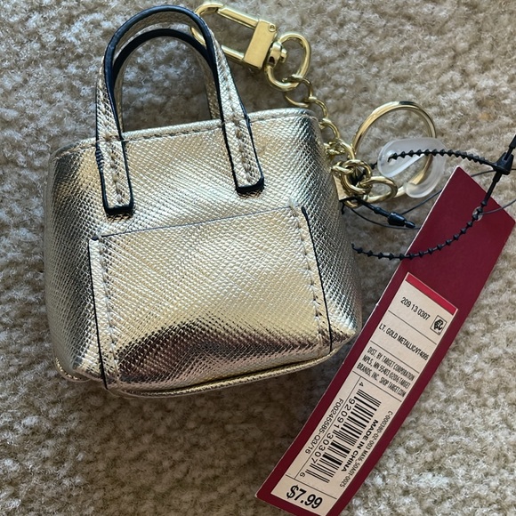 Lot of 4 Merona MINI Tote Keychains/ Bag Charms, 3 metallic and 1 Blue. NWT - Picture 6 of 11